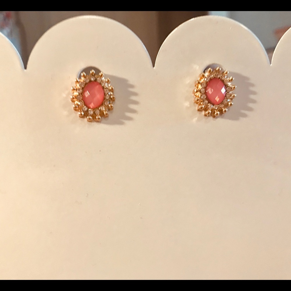 Classy Pink, Crystal & Gold Fashion Earrings